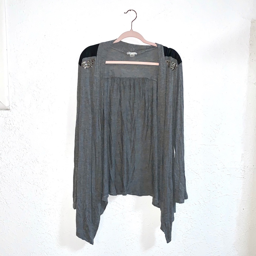 Bozzolo gray studded pleather cardigan size 2X